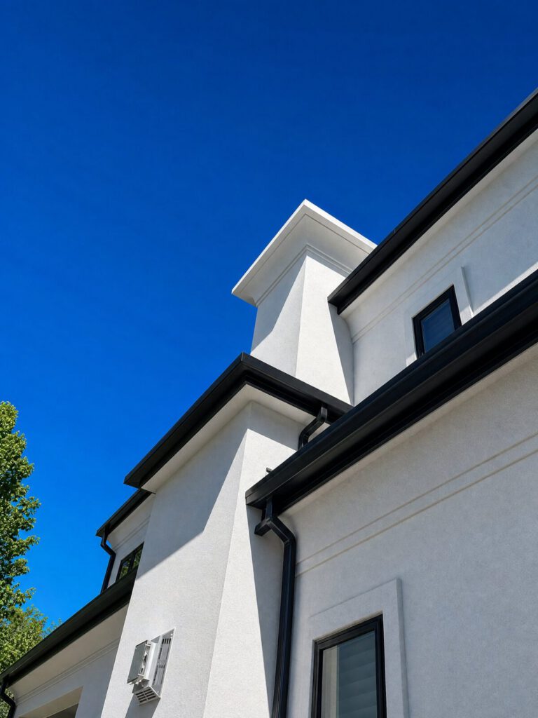 Seamless black gutter and fascia line