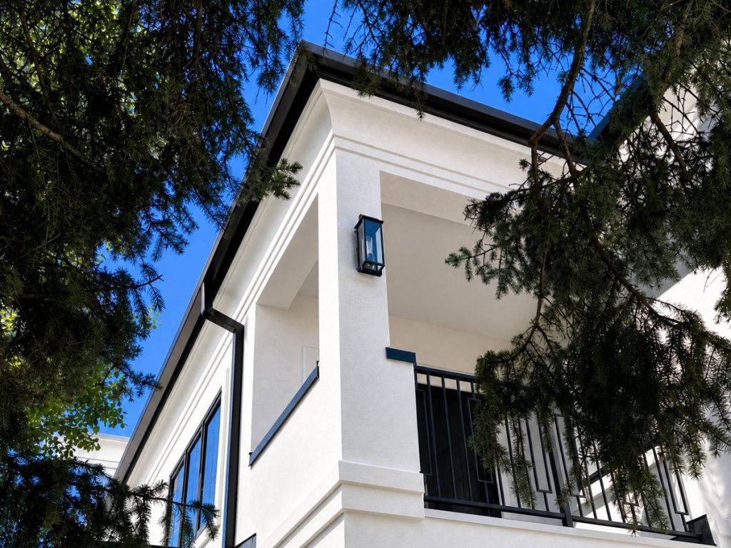 Balcony fascia and gutter line, clean finish