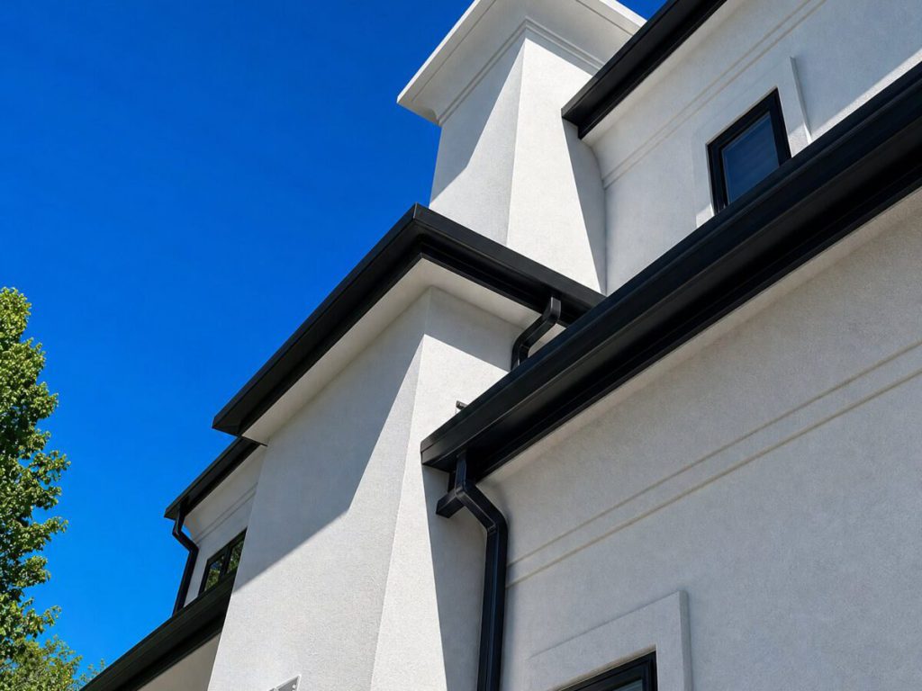 Seamless black gutter and fascia line